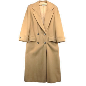 Bloomingdales Women's Camel Hair Coat Tan 8 Double Breasted Vintage